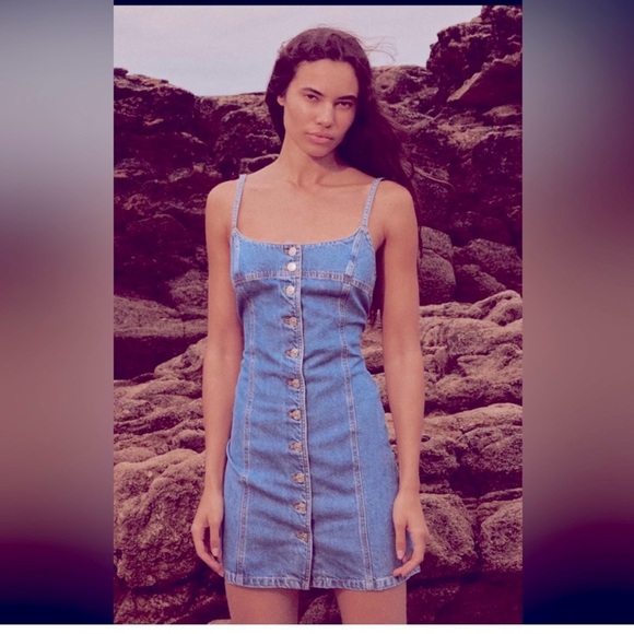 Denim Button-Front Dress - Picture 1 of 3